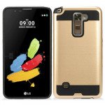 Wholesale LG Stylo 2 Plus MS550 Iron Shield Hybrid Case (Champagne Gold)